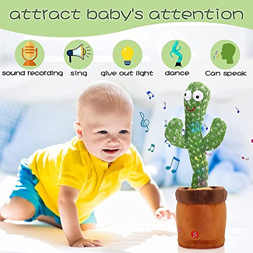 Mimicry Toy Cactus with Lights and Music - Repeat and Record Whatever You say, Wiggles with Music - Interactive Rechargeable Toy for Kids