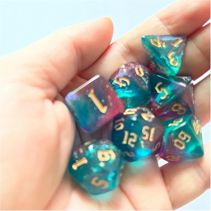 7pcs Dice Glitter Polyhedral Dice Set for Table Game, 7-Die Dice DND Polyhedral Dice Set Role Playing Dice, Gaming Dices