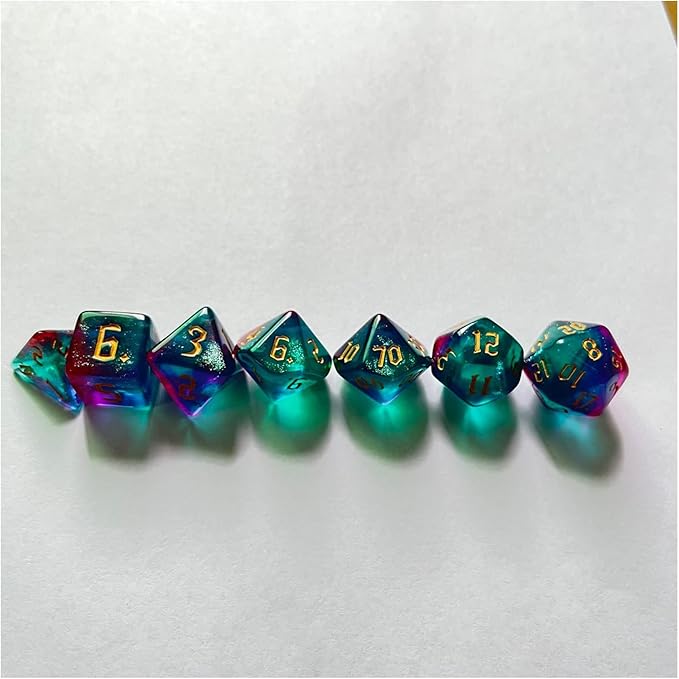 7pcs Dice Glitter Polyhedral Dice Set for Table Game, 7-Die Dice DND Polyhedral Dice Set Role Playing Dice, Gaming Dices
