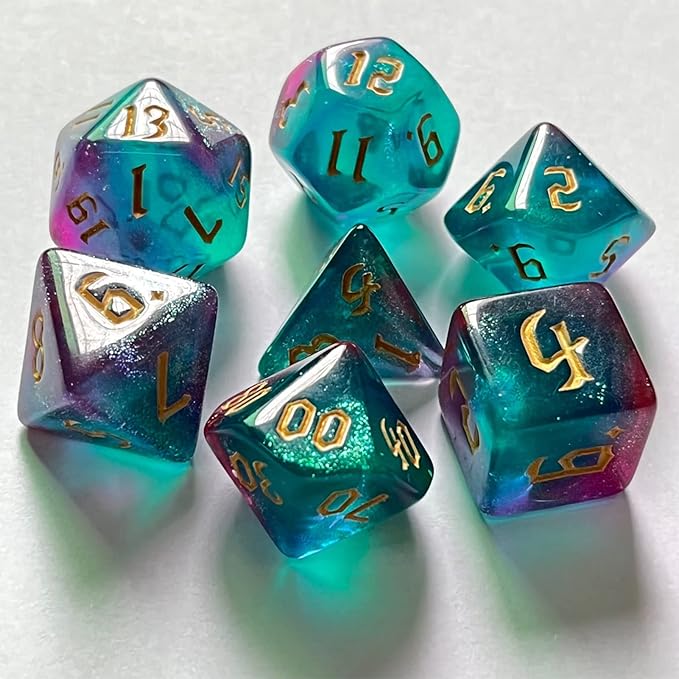 7pcs Dice Glitter Polyhedral Dice Set for Table Game, 7-Die Dice DND Polyhedral Dice Set Role Playing Dice, Gaming Dices