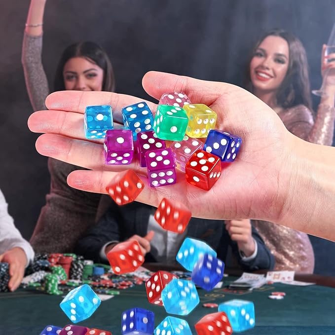 40 Pieces 16mm Polyhedral Dice 6-Sided Dice Set for Math Learning, Casino, Games, Party Favor and Gifts, 8 Colors