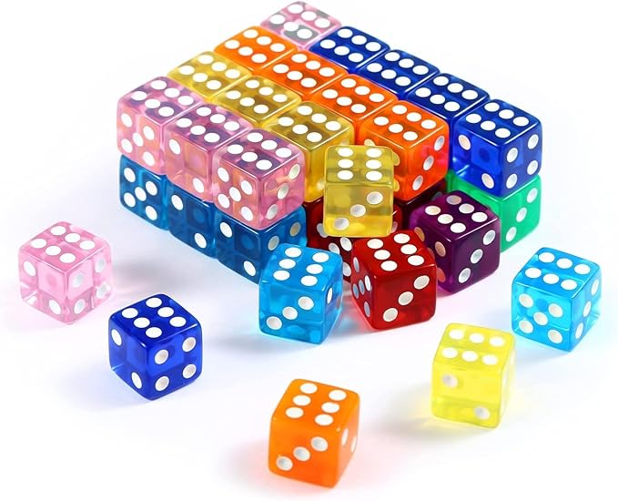 40 Pieces 16mm Polyhedral Dice 6-Sided Dice Set for Math Learning, Casino, Games, Party Favor and Gifts, 8 Colors