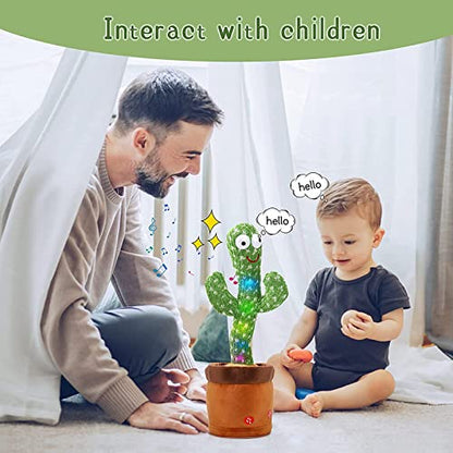 Mimicry Toy Cactus with Lights and Music - Repeat and Record Whatever You say, Wiggles with Music - Interactive Rechargeable Toy for Kids