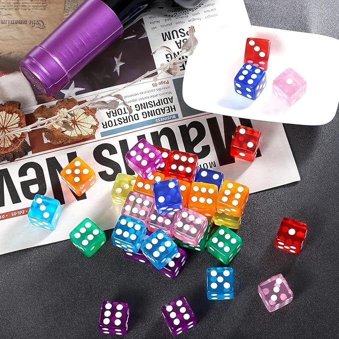 40 Pieces 16mm Polyhedral Dice 6-Sided Dice Set for Math Learning, Casino, Games, Party Favor and Gifts, 8 Colors