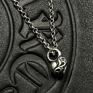 Vintage Peach Heart Cross Pendant Necklace