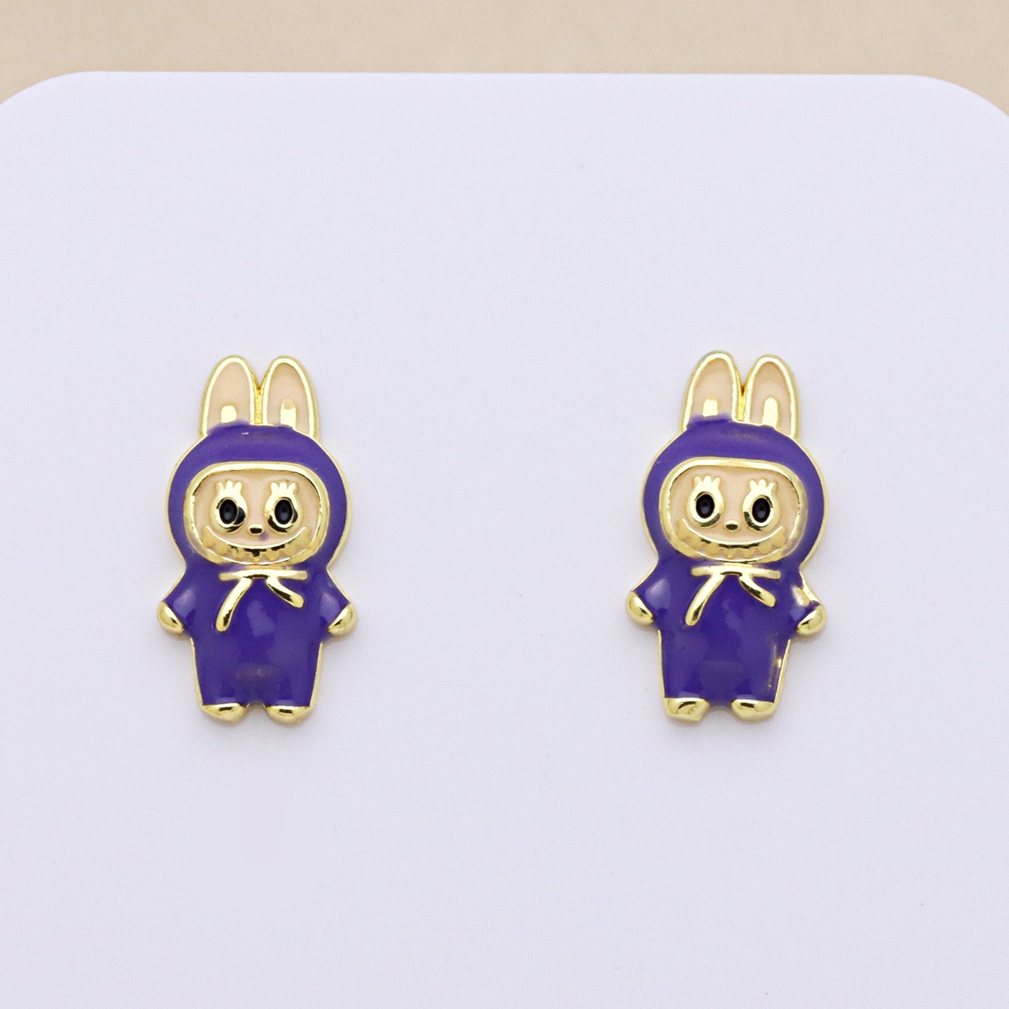 Drip oil colored cute cartoon character personality simple and versatile ear studs earrings