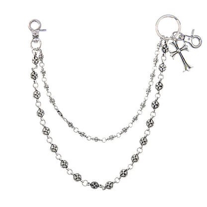 Cro bag hanging chain sword round bead cross waist chain lobster buckle pendant jeans chain