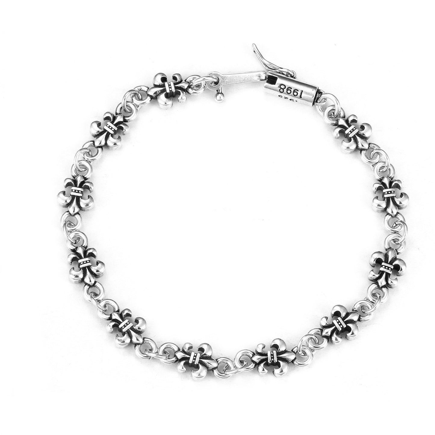 CH Retro Couple Bracelet Cross Dice Bracelet Full Rhinestones Ins Trendy Hip Hop Style Rhinestone Inlaid