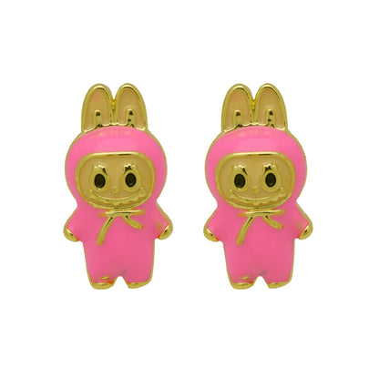 Drip oil colored cute cartoon character personality simple and versatile ear studs earrings