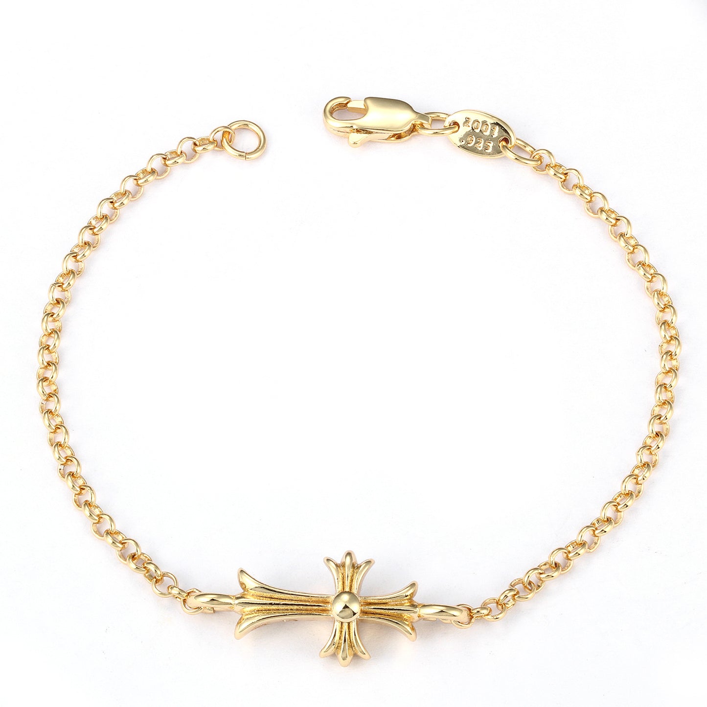 CH Retro Couple Bracelet Cross Dice Bracelet Full Rhinestones Ins Trendy Hip Hop Style Rhinestone Inlaid