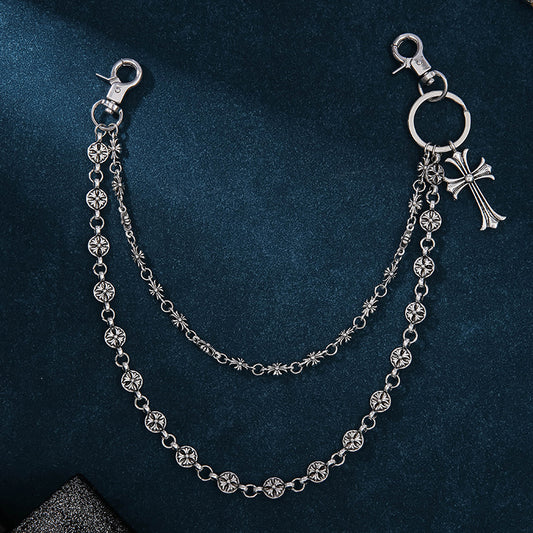 Cro bag hanging chain sword round bead cross waist chain lobster buckle pendant jeans chain